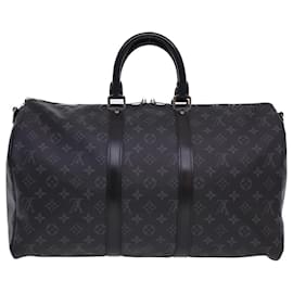 Louis Vuitton-LOUIS VUITTON Eclipse Keepall Bandouliere 45 Boston Bag M43278 LV Auth 40033S-Monogram