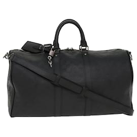Louis Vuitton-LOUIS VUITTON Damier Infini Keepall Bandouliere 45 Boston Bag N41145 LV 42163S-Black