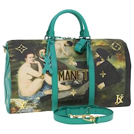 Louis Vuitton-LOUIS VUITTON Masters Collection MANET Keepall Bandouliere 50 M43344 Auth 44429S-Turquoise,Monogram