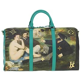 Louis Vuitton-LOUIS VUITTON Masters Collection MANET Keepall Bandouliere 50 M43344 Auth 44429S-Turquoise,Monogram