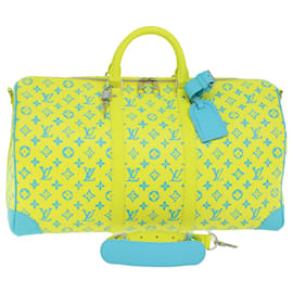 Louis Vuitton-LOUIS VUITTON Monogram Neon Color Keepall Bandouliere 50 Bag M21869 Auth 46404S-Yellow,Light blue