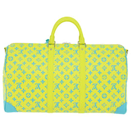 Louis Vuitton-LOUIS VUITTON Monogram Neon Color Keepall Bandouliere 50 Bag M21869 Auth 46404S-Yellow,Light blue