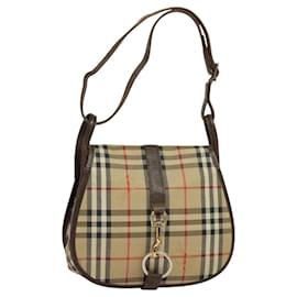 Autre Marque-Burberrys Nova Check Shoulder Bag Canvas Beige Gold Auth 117545-Beige,Golden