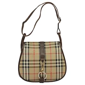Autre Marque-Burberrys Nova Check Shoulder Bag Canvas Beige Gold Auth 117545-Beige,Golden