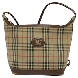 Autre Marque-Burberrys Nova Check Shoulder Bag Canvas Brown Gold Auth BA1089-Brown,Golden
