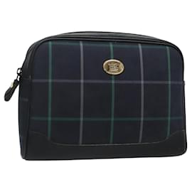Autre Marque-Burberrys Nova Check Clutch Bag Canvas Navy Auth BA1144-Navy blue