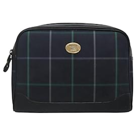 Autre Marque-Burberrys Nova Check Clutch Bag Canvas Navy Auth BA1144-Navy blue