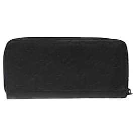 Louis Vuitton-LOUIS VUITTON Monogram Shadow Zippy Wallet Vertical Black M62902 LV Auth 118131-Black