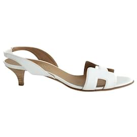 Hermès-Talons en cuir-Blanc