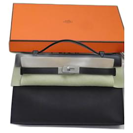 Hermès-HERMÈS KELLY POCHETTE 2023 HSS BLACK SWIFT GRAY PEARL-Black,Grey