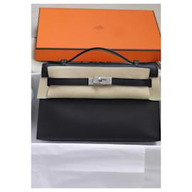 Hermès-HERMÈS KELLY POCHETTE 2023 HSS BLACK SWIFT GRAY PEARL-Black,Grey