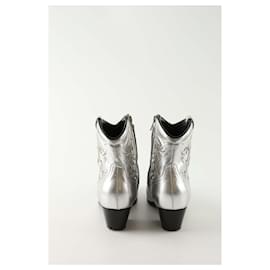 Saint Laurent-Boots en cuir-Argenté