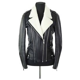 Barbara Bui Schwarze Lederjacke Schwarz