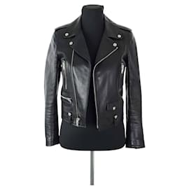Saint Laurent-Black leather jacket-Black