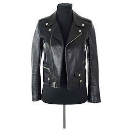Saint Laurent Schwarze Lederjacke Schwarz