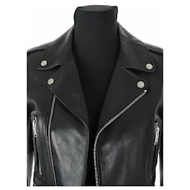 Saint Laurent-Black leather jacket-Black