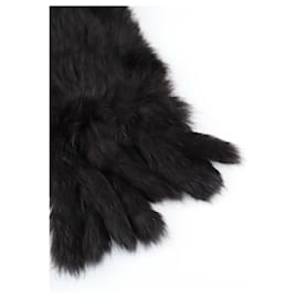 Yves Salomon-Fur scarf-Black