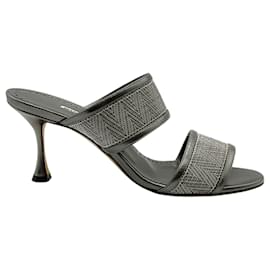 Manolo Blahnik-Sandales à deux brides Bezant anthracite Manolo Blahnik-Argenté