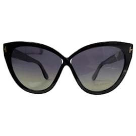 Tom Ford-Tom Ford Black Arabella Polarized Cat Eye Sunglasses-Black