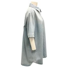 Autre Marque-Loulou Studio Light Blue Washed Denim Sant Mini Shirt Dress-Blue