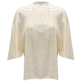 Autre Marque-Johanna Ortiz Ecru A Million Lights Flare-Sleeve Animal-Print Blouse-Cream