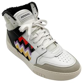 Missoni-Missoni Black / White Multi Zigzag Basket High Sneakers-Multiple colors