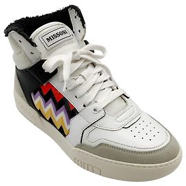 Tênis altos Missoni preto / branco com ziguezague multicolorido Multicor