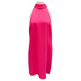 Autre Marque-Dries van Noten Hot Pink Bow Detail Sleeveless Crepe Cocktail Dress-Pink