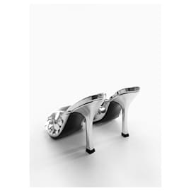 Mango-Mirror mules by Mango-Silvery