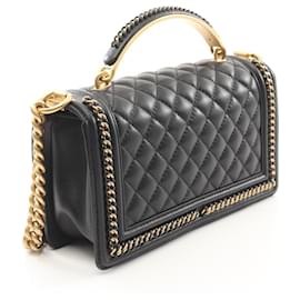 Chanel-Chanel Lambskin Boy Chanel Top Handle 2way Shoulder Bag A94805-Black
