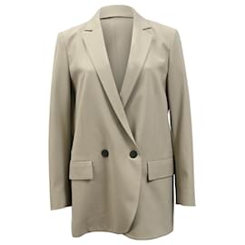 Theory- Theory Double-Breasted Blazer in Green Wool-Green