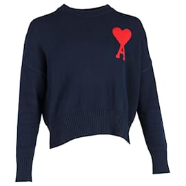 Ami- Ami Ami De Coeur Sweater in Navy Blue Wool-Blue,Navy blue