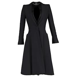 Alexander Mcqueen- Alexander Mcqueen Midi Coat Dress in Black Wool-Black