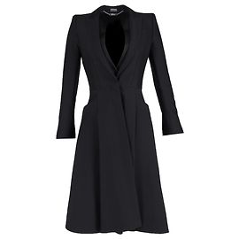 Midi-Mantelkleid aus schwarzer Wolle von Alexander Mcqueen Schwarz