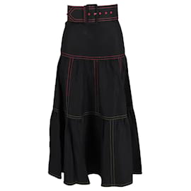 Gucci-Gucci Tiered Mid Length Skirt in Black Cotton-Black