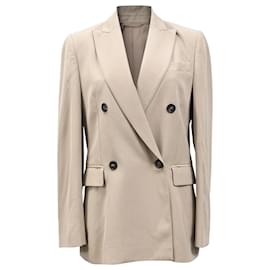 Brunello Cucinelli-Brunello Cucinelli Double-Breasted Blazer in Beige Viscose-Beige