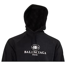 Balenciaga-Balenciaga BB Mode Hoodie in Black Cotton-Black