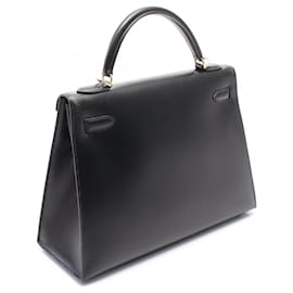 Hermès-Sac Kelly 2way en Box Calf Hermes 32 Tampon □F (2002)-Noir