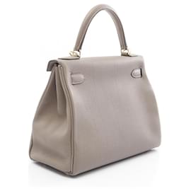 Hermès-Hermes Togo Kelly 28 Handbag CBY074MY Stamp C (2018)-Brown,Beige