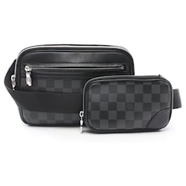Louis Vuitton-Louis Vuitton Damier Graphite Scott Shoulder Bag N50018-Black