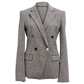 Theory Houndstooth Print Angled Blazer in Grey Wool Grey