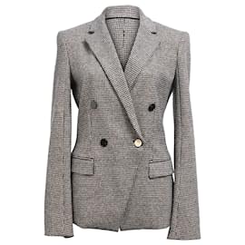Theory-Theory Houndstooth Print Angled Blazer in Grey Wool-Grey