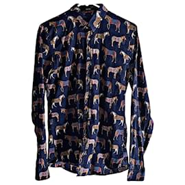 Gucci-Authentic Gucci Tom Ford Horse Motif Shirt-Blue