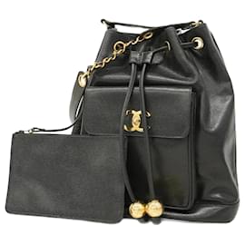 Chanel-Chanel Black Grained Calfskin Backpack-Black