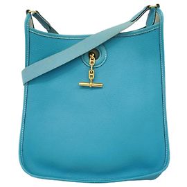 Hermès Borsa a Spalla Hermes Vespa PM Togo Blu Jeans Blu
