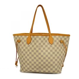 Louis Vuitton-Louis Vuitton Damier Azur Neverfull MM Tote Bag-White
