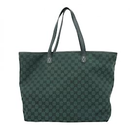 Gucci-Gucci Green Canvas Tote Bag-Green