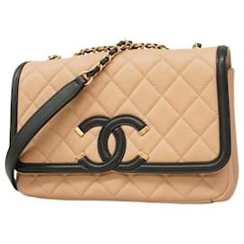 Chanel-Chanel Matelasse Shoulder Bag-Black,Beige