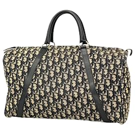 Christian Dior-Christian Dior Navy Canvas Boston Bag-Navy blue