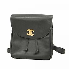 Chanel-Chanel Black Grained Calfskin Backpack-Black